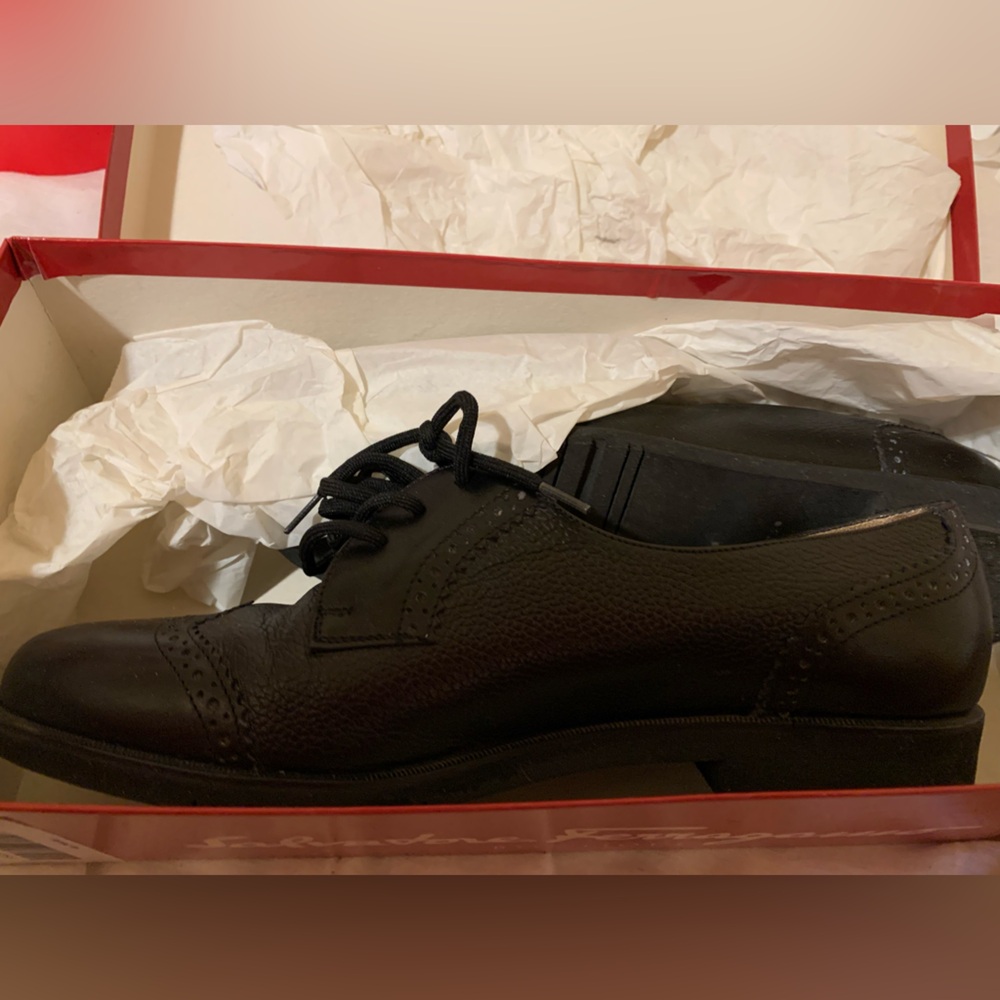 Salvatore Ferragamo Black Leather Oxfords